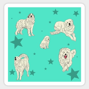 Great Pyrenees Pattern Turquoise Sticker